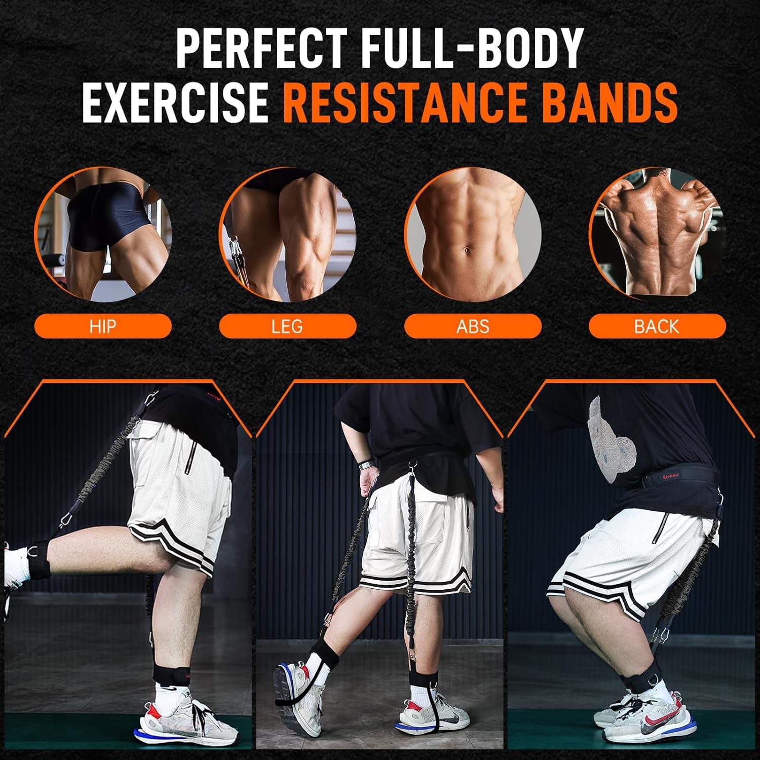 Vertical Jumping Trainer Jump Resistance Bands System Horizontal Leaping Fitness Basketball Volleyball Football Tennis Leg Agility Training (Black-60Pounds)