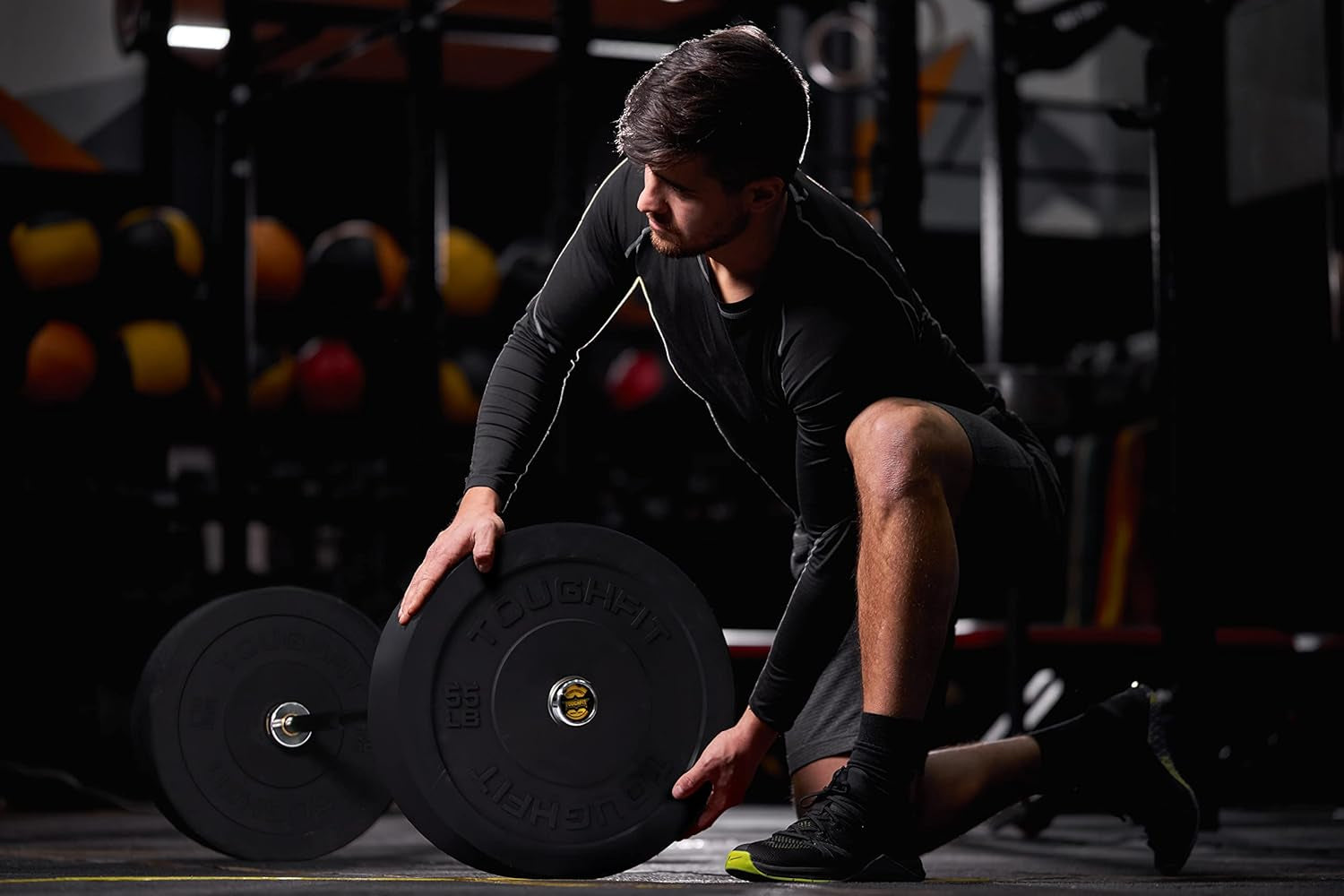 Bumper Plates with Steel Insert- Rubber 2 Inch Olympic Barbell Weightlifting Plates Set for Strength Training, Muscle Toning -Pure Black, Multi Option, Single, Pair, Set…