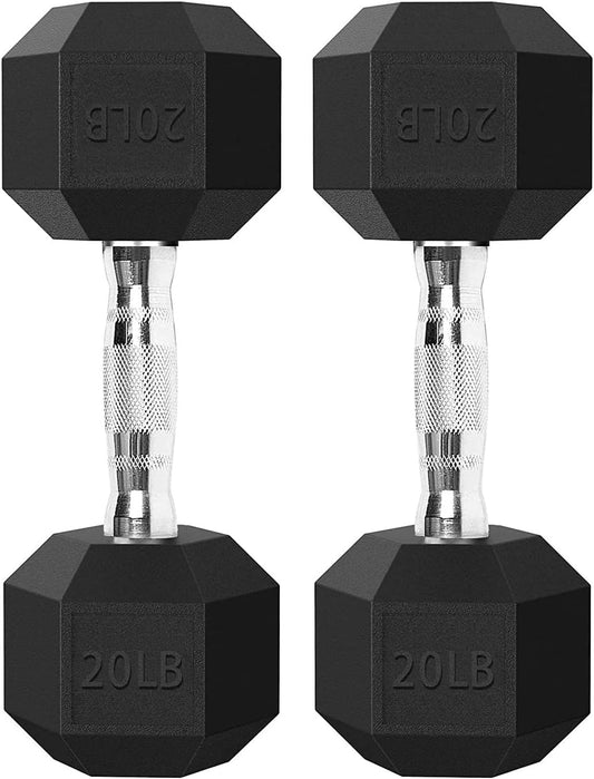 Dumbbells Free Weights Dumbbell Hand Weight Rubber Coated Cast Iron Hex Black Dumbbell Set, for Gym Equipment Workouts Strength Training for Women, Men(5 15 20 25 30 35 40 45 50Lb)