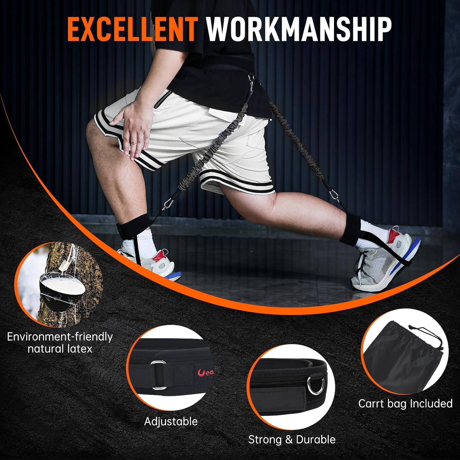 Vertical Jumping Trainer Jump Resistance Bands System Horizontal Leaping Fitness Basketball Volleyball Football Tennis Leg Agility Training (Black-60Pounds)