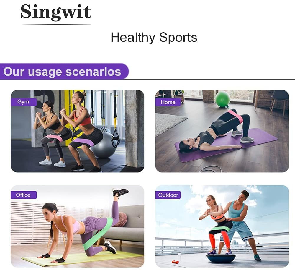 Resistae Bands for Hip and Legs ,Anti-Slip Exercise Workout Bands, Fitness Bands,Set of 3,Instructions