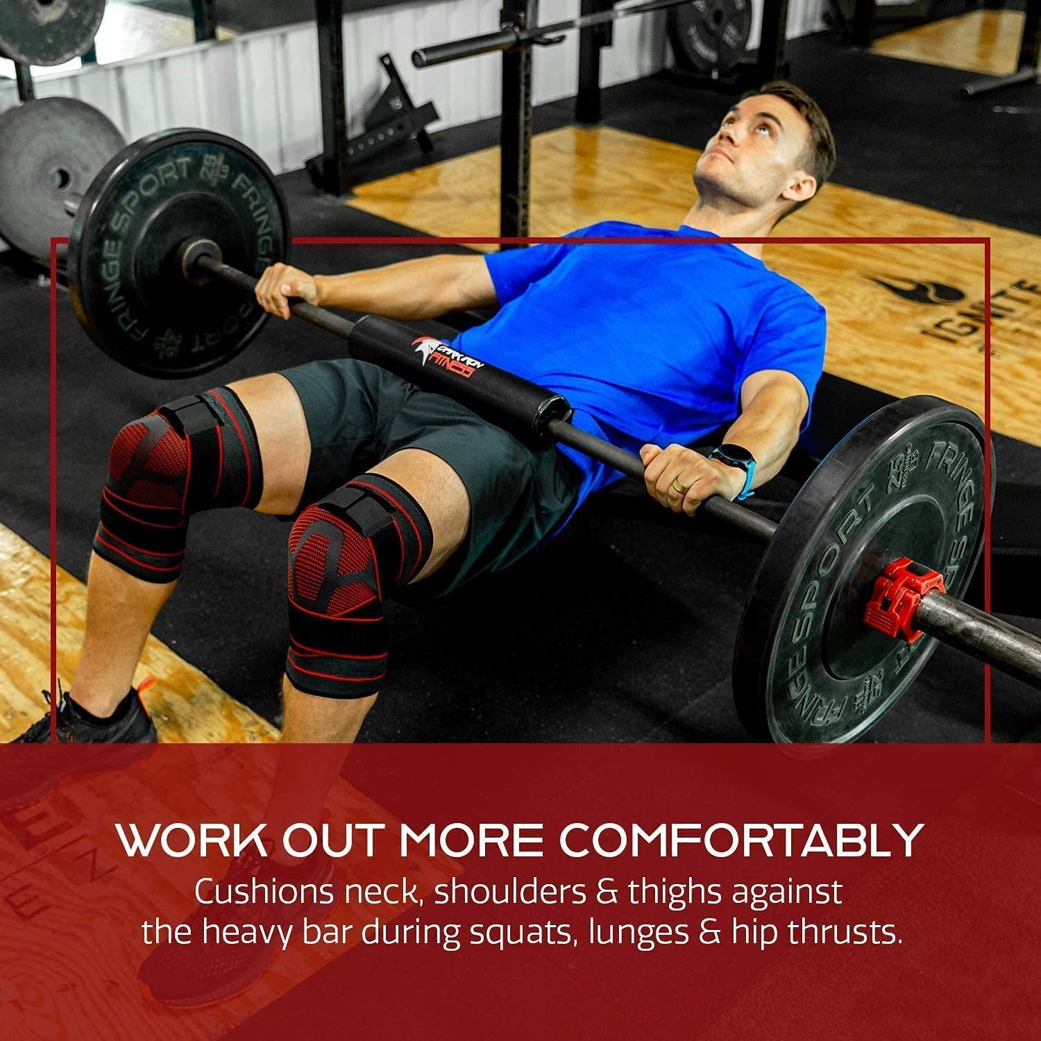 Barbell Pad - Extra Thick Padding for Weight Training, Squatting, Hip Thrusts Exercise Bar Protection & Support