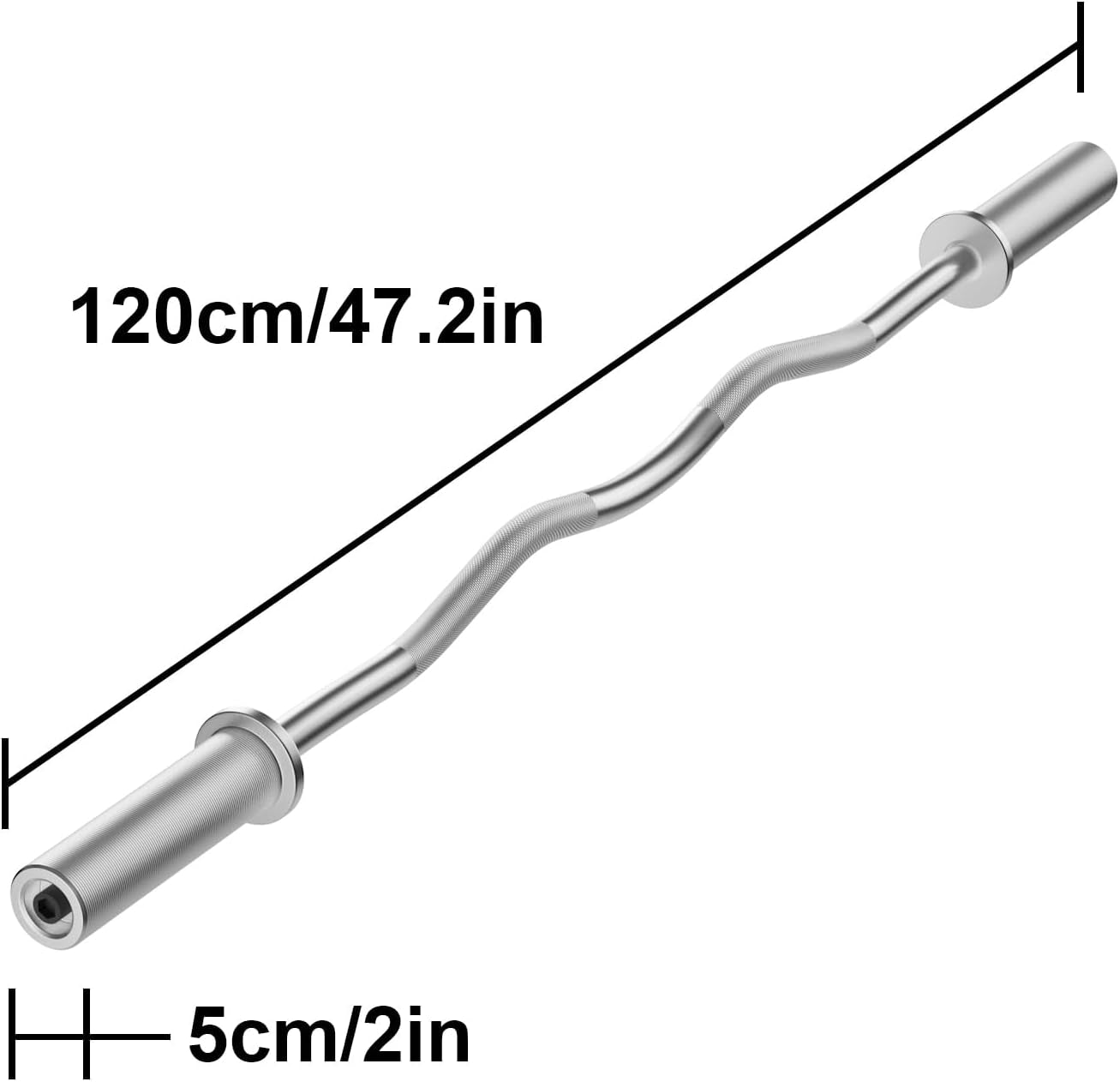 Curl Bar Weight Lifting Bar, 47" Carbon Steel Barbell Bar, Benches Press Bar, Curved Rod Weight Bar for Weightlifting, Powerlifting, Cross Fit Training, 350 Lbs Max Load Capacity, Home Gym