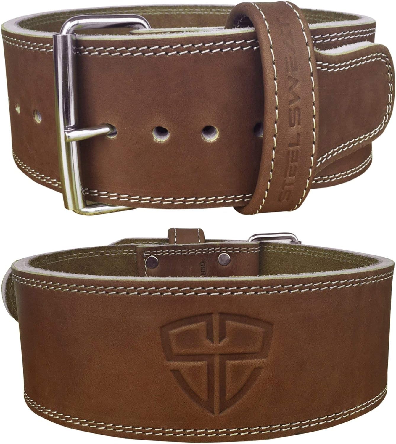 Weight Lifting Belt - 4 Inches Wide by 10Mm - Single Prong Powerlifting Belt That'S Heavy Duty - Vegetable Tanned Leather - HYDE Brown Small