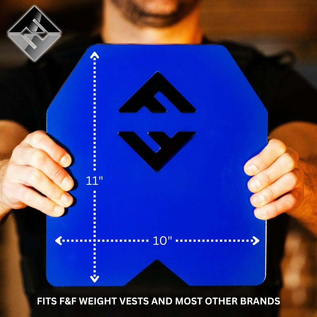 F&F STEEL Weight Vest Plates - 23.75LB Pair, 50LB Total - Compatible with Most Vests, Weight Carrier for High-Intensity Training and Weighted Vest Workouts