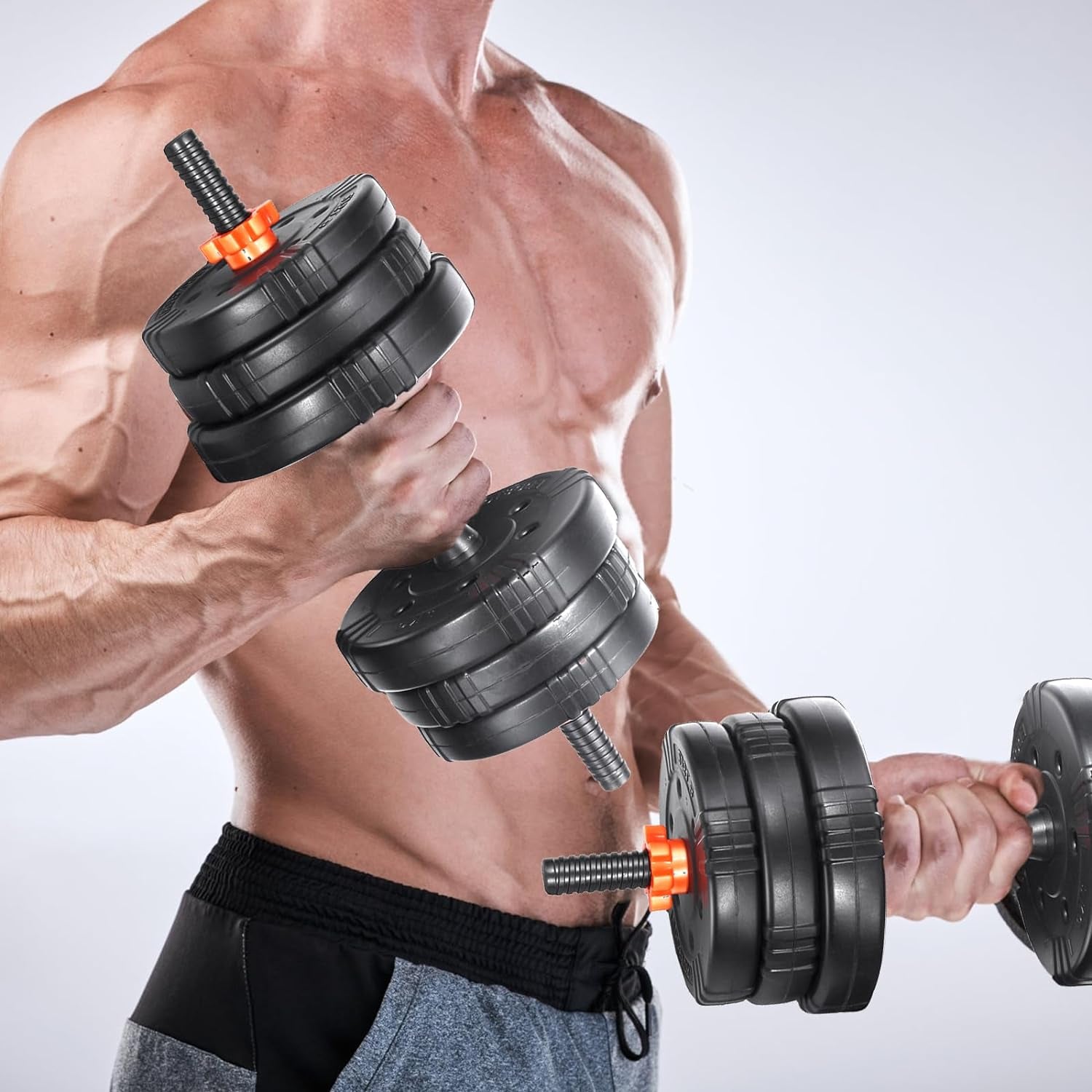 Adjustable Dumbbell Set, 22/44/66/88Lbs Free Weights, 4-In-1 Barbell & Kettlebell Set, Non-Slip Handles, Fitness for Men & Women