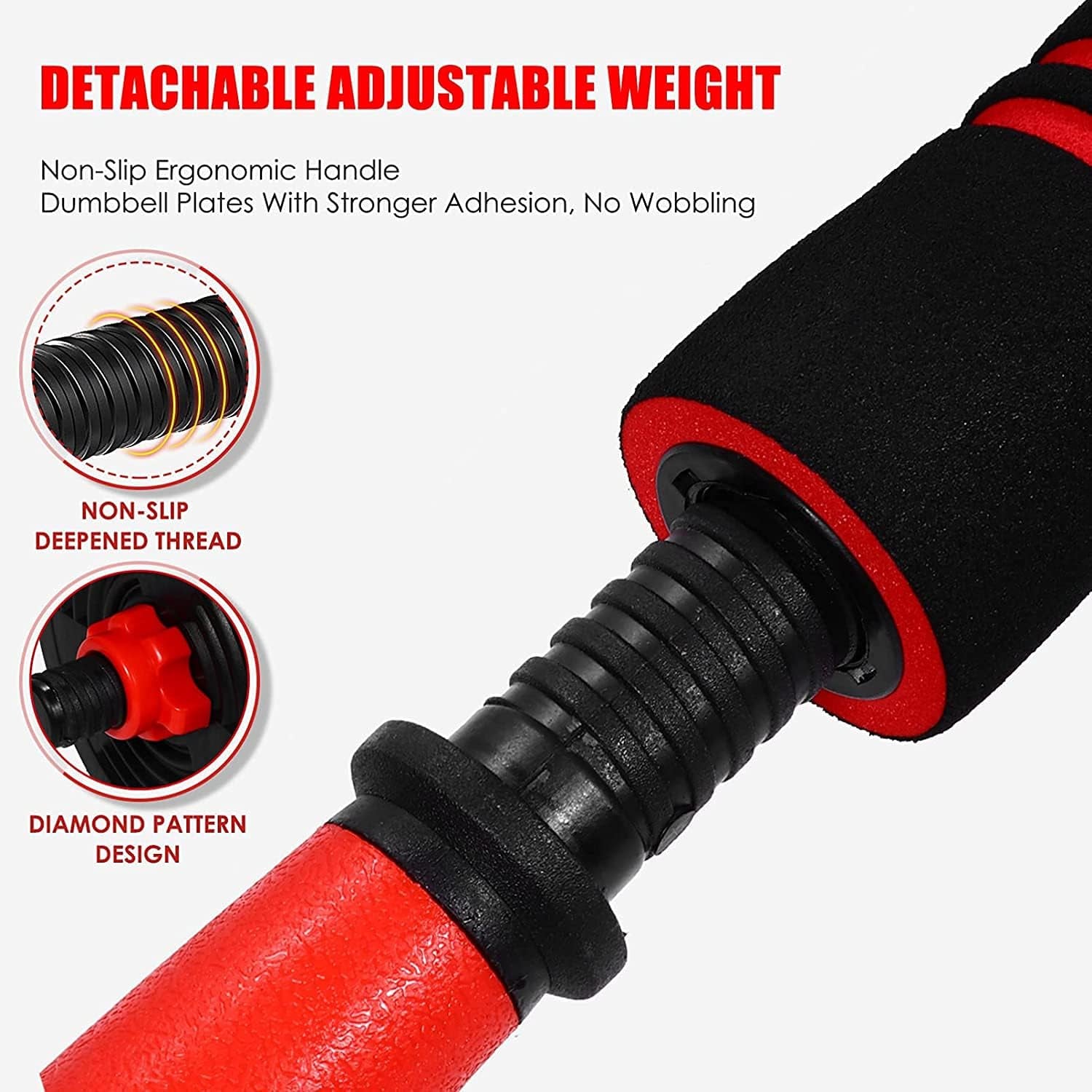 Adjustable Dumbbell Set 2 in 1 Barbell with Connecting Rod & Anti-Slip Handle Dumbbells for Men and Women 44 LB for Workout Strength Training Fitness Weight Gym