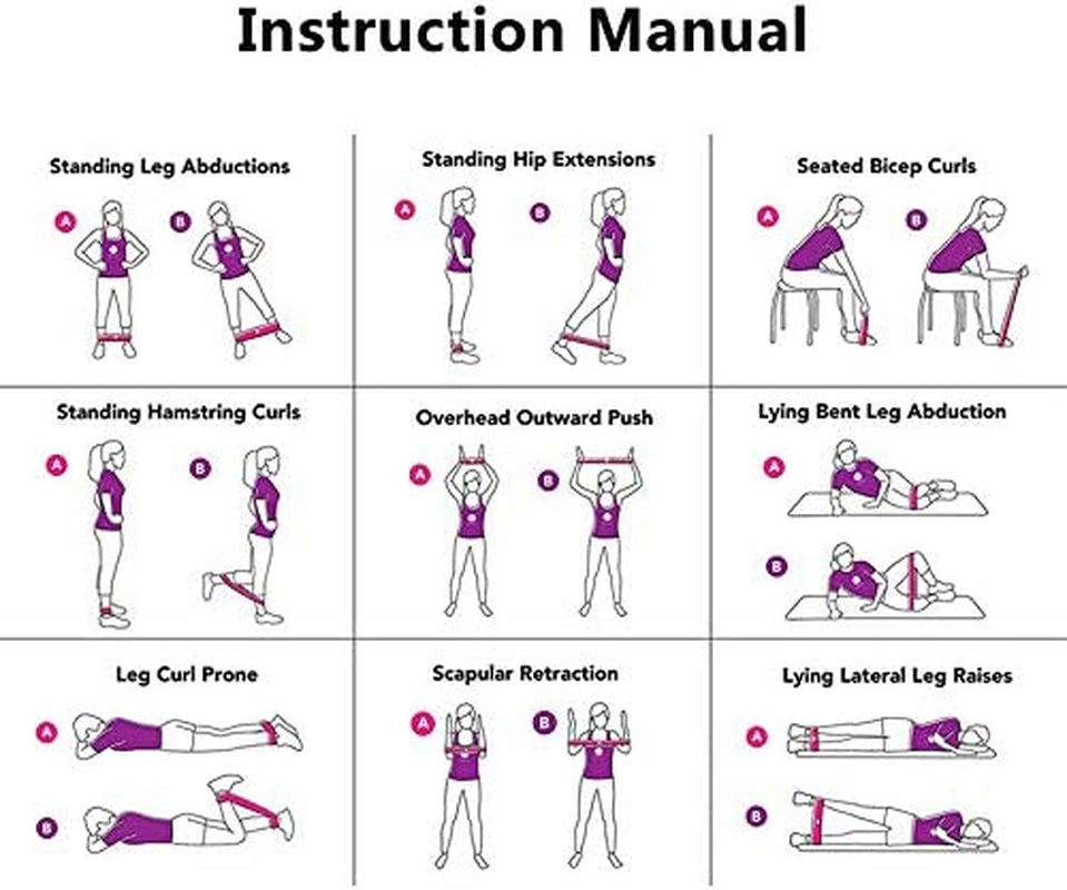 Resistance Fitness Bands, 6-Tube Pedal Puller Resistance Band, 5 Resistance Loop Exercise Bands with Instruction Guide and Carry Bag, for Abdomen Waist Arm Leg Stretching Slimming Training