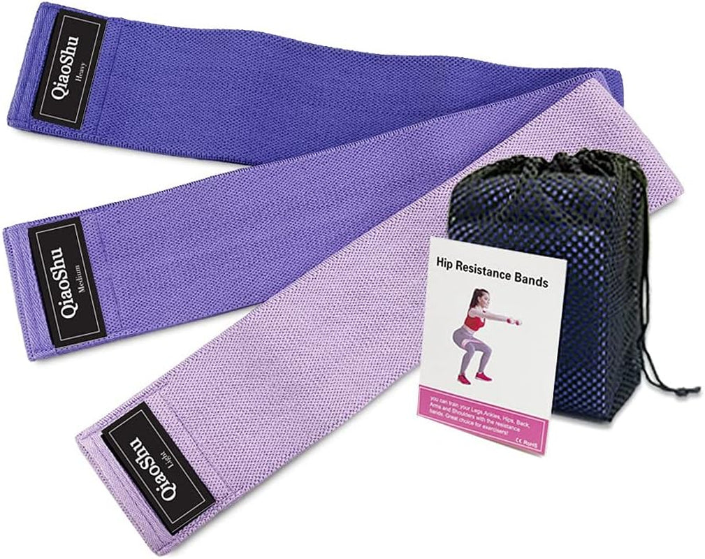 Resistance Bands for Legs and Butt, Fabric Workout Loop Bands,3 Levels Booty Exercise Bands, Light Purple, Purple, Blue