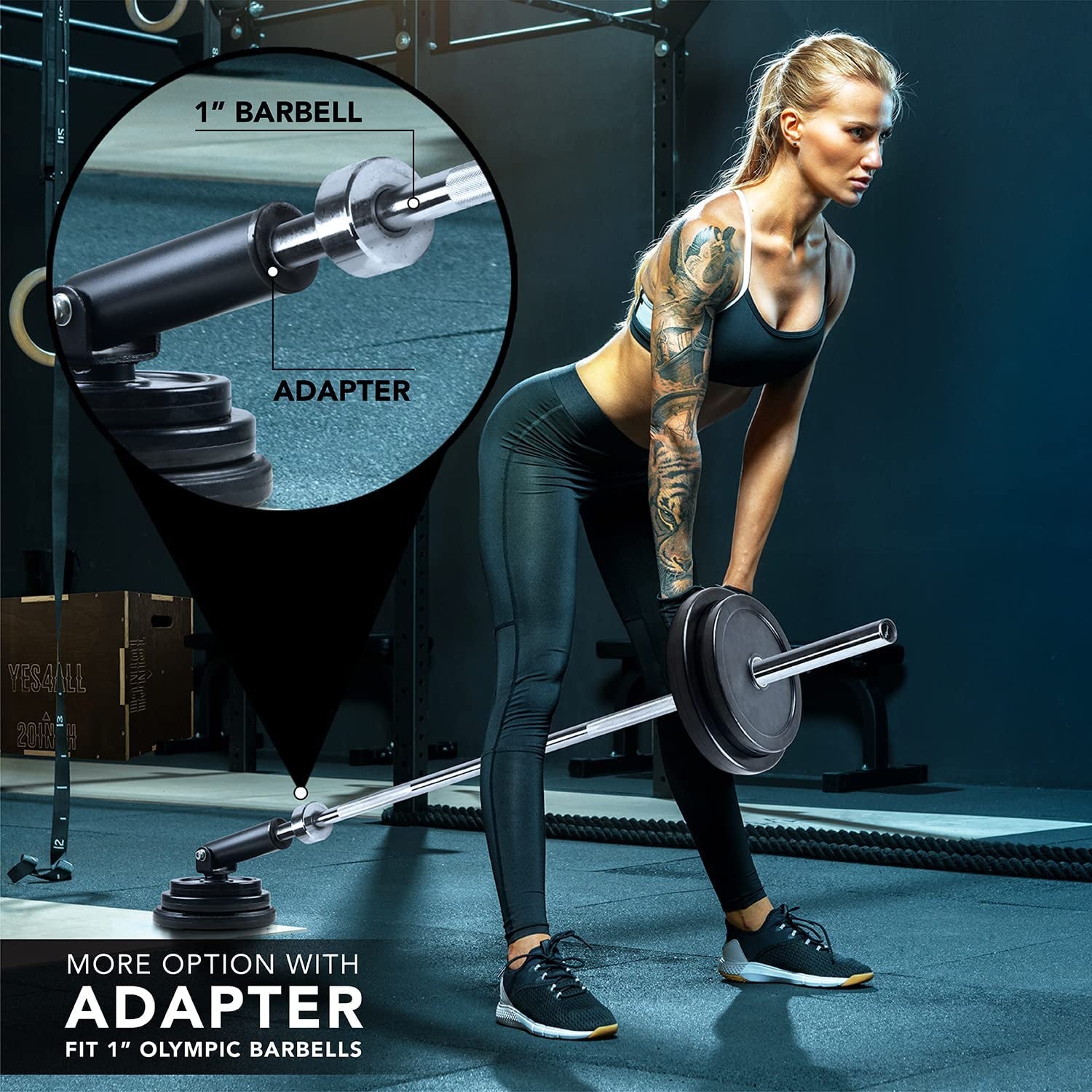 T-Bar Row Plate Post Insert Landmine Attachment – Fit 1" & 2” Olympic Bars – Full 360° Swivel & Easy to Install