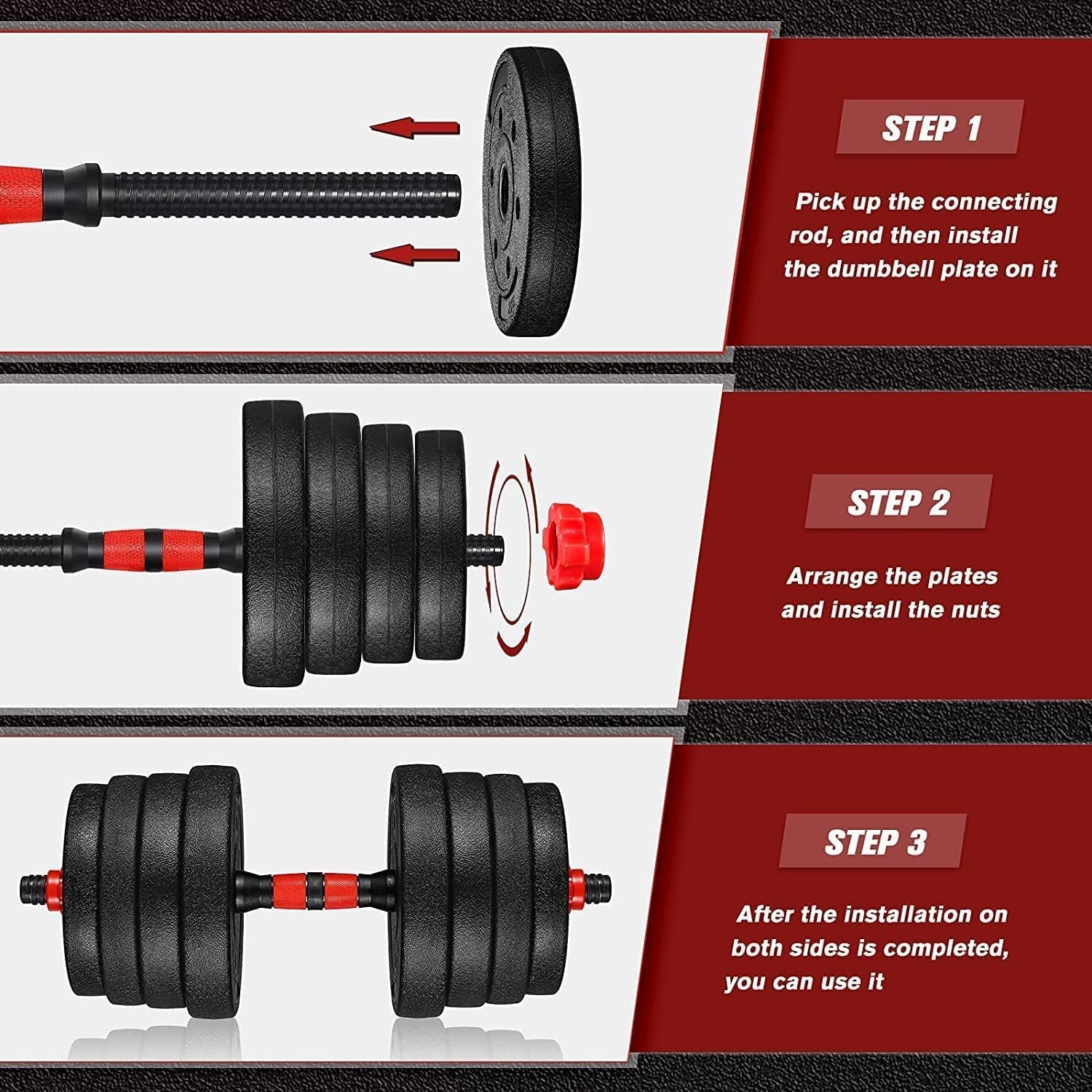 Adjustable Dumbbells Weight Sets, 22/110 LBS Dumbbell Barbell Set, 3-In-1 Home Gym Equipment Bodybuilding Fitness Gear Weight Lifting Strength Training (Barbell 22LB or 11 LB Dumbbell Pair)