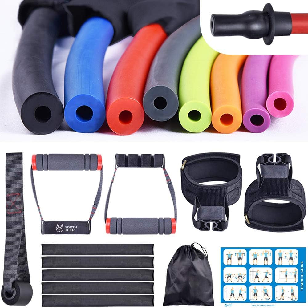 Resistance Band Set Professional Design – 5 Exercise Bands Including Ankle Straps, Handles, Door Anchor - Fitness Band for Home Gym Workout