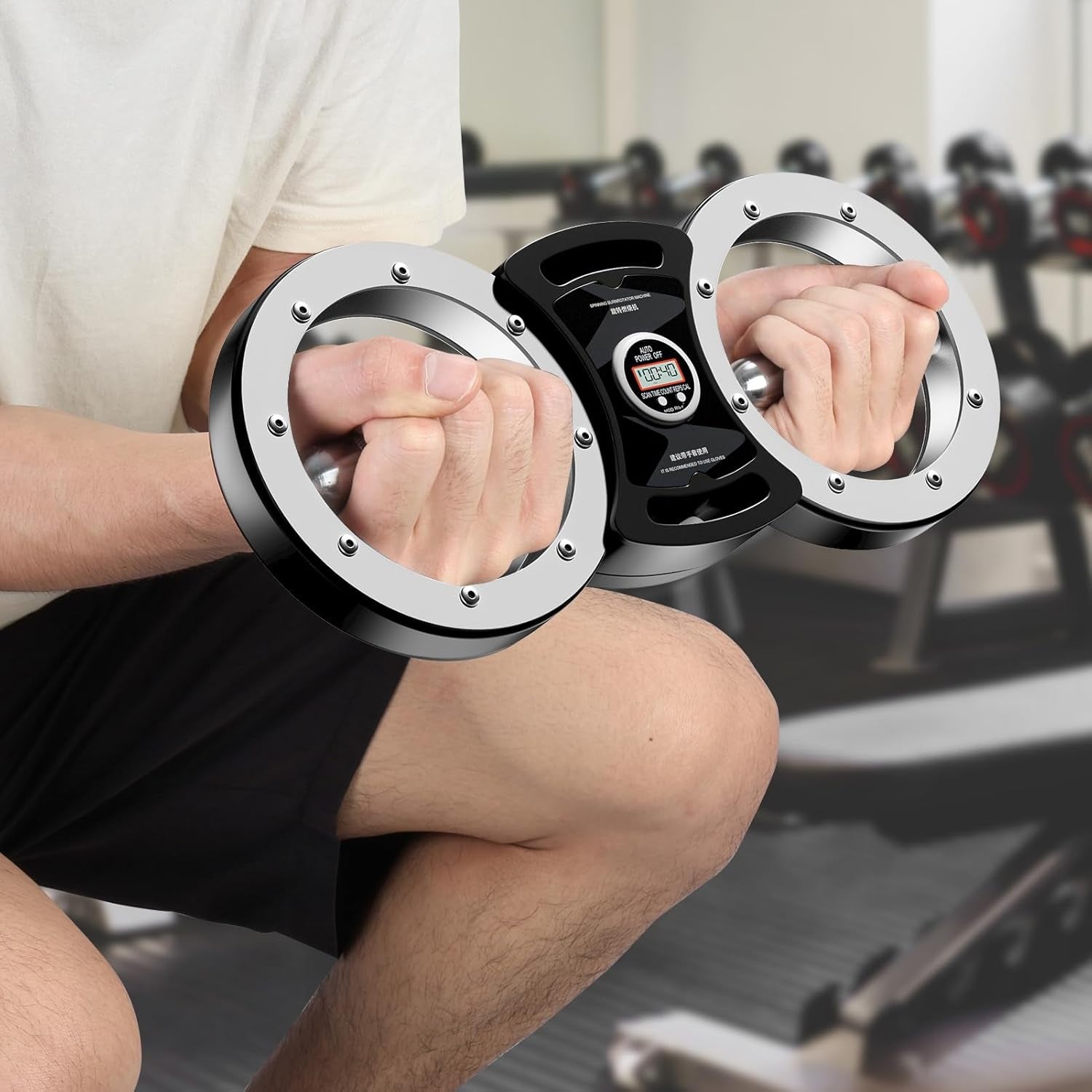 Rotator Machine, 12 Pounds Boxing Forearm Trainer, Adjustable Resistance 360° Rotating Grips, Shoulder Exercise Equipment for Men and Women Wrist, Shoulder, Upper Arm Workout Equipment White