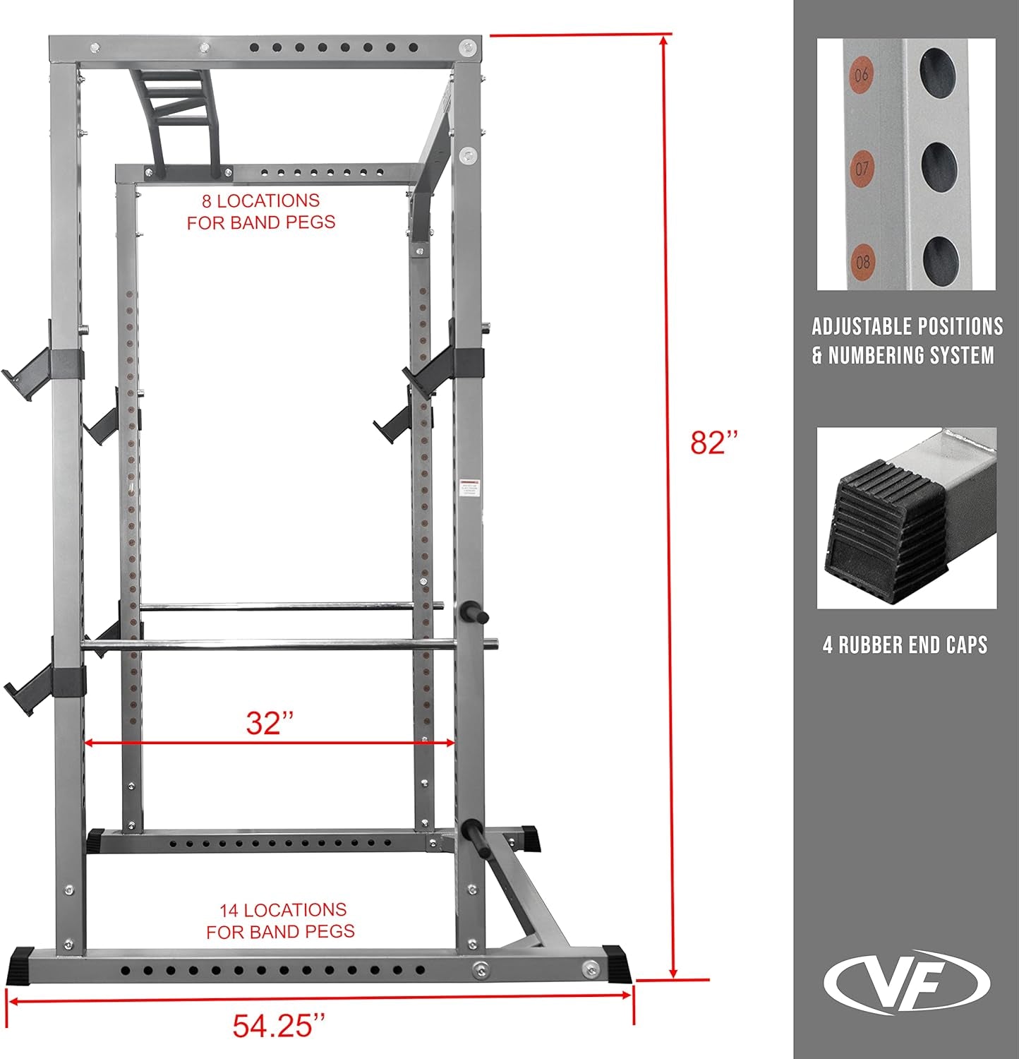 Heavy Duty Power Rack Squat Cage - Pull up Bar - Lat Pull or Cable Crossover Bundle Options Multi Functional Strength Training Home Gym Equipment