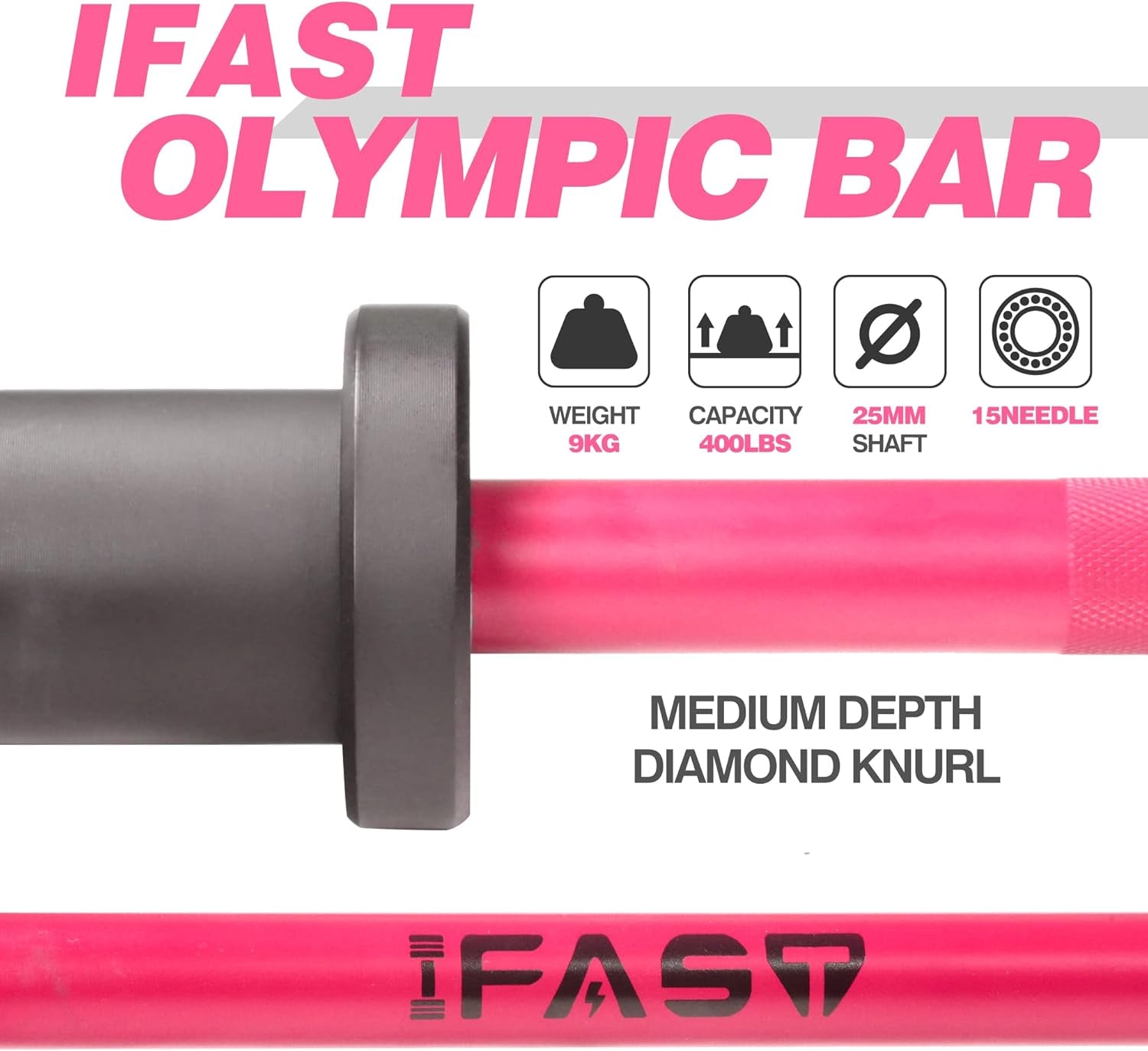 Olympic Barbell Bar 4FT Solid Chrome Barbell with Bearing, 7.2FT Home Gym 2" Weightlifting Bar, 400Lbs/1200Lbs Weight Capacity
