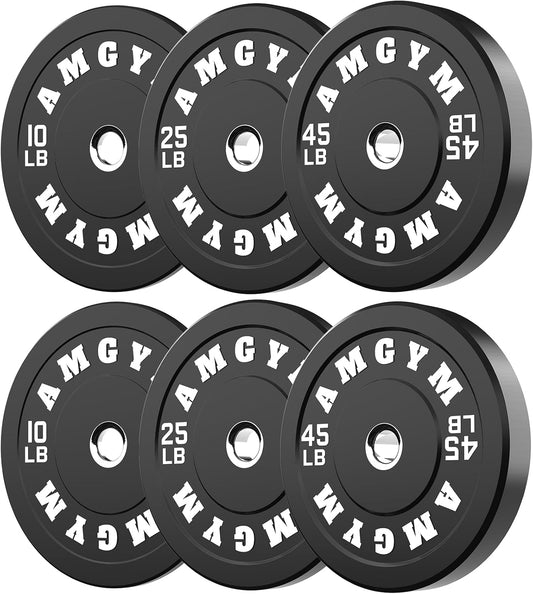2 Inch Bumper Plates,10-500Lbs,Barbell Rubber Olympic Weight Plates Set for Home Gym, Strength Training & Weight Lifting, Multiple Options Colors