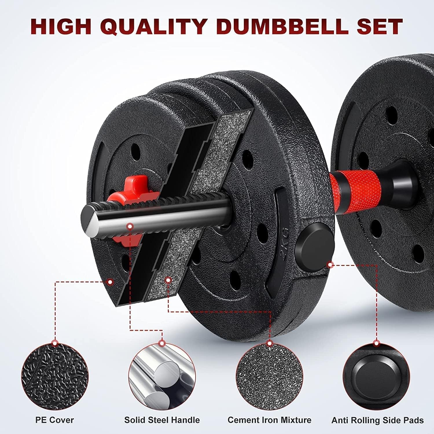 Adjustable Dumbbells Weight Sets, 22/110 LBS Dumbbell Barbell Set, 3-In-1 Home Gym Equipment Bodybuilding Fitness Gear Weight Lifting Strength Training (Barbell 22LB or 11 LB Dumbbell Pair)