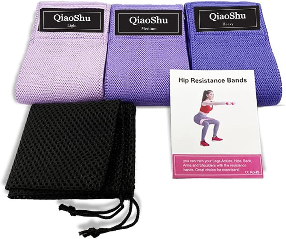 Resistance Bands for Legs and Butt, Fabric Workout Loop Bands,3 Levels Booty Exercise Bands, Light Purple, Purple, Blue