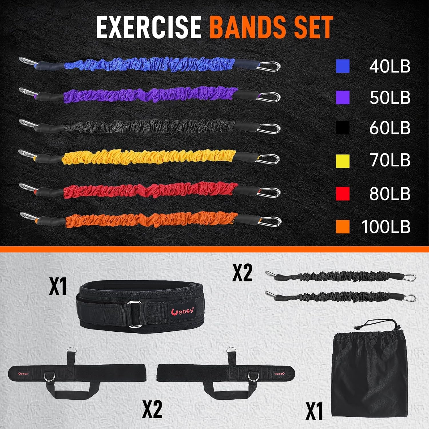 Vertical Jumping Trainer Jump Resistance Bands System Horizontal Leaping Fitness Basketball Volleyball Football Tennis Leg Agility Training (Black-60Pounds)