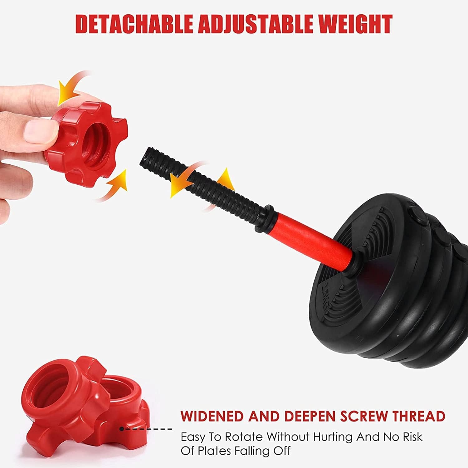 Adjustable Dumbbell Set 2 in 1 Barbell with Connecting Rod & Anti-Slip Handle Dumbbells for Men and Women 44 LB for Workout Strength Training Fitness Weight Gym