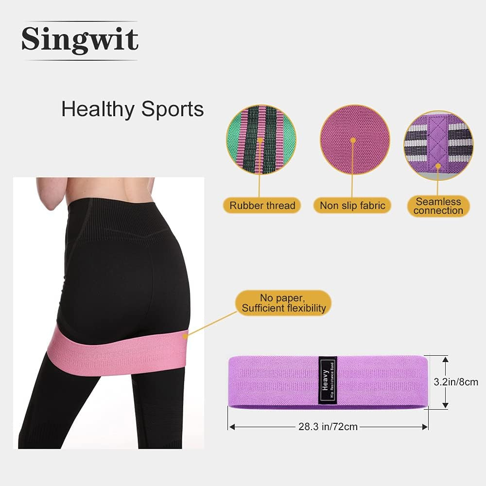 Resistae Bands for Hip and Legs ,Anti-Slip Exercise Workout Bands, Fitness Bands,Set of 3,Instructions