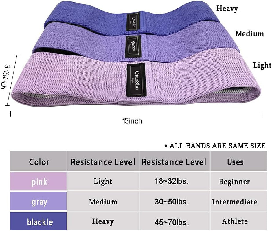 Resistance Bands for Legs and Butt, Fabric Workout Loop Bands,3 Levels Booty Exercise Bands, Light Purple, Purple, Blue
