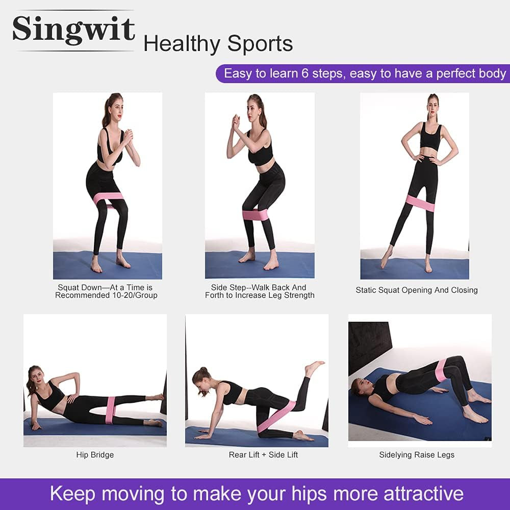 Resistae Bands for Hip and Legs ,Anti-Slip Exercise Workout Bands, Fitness Bands,Set of 3,Instructions