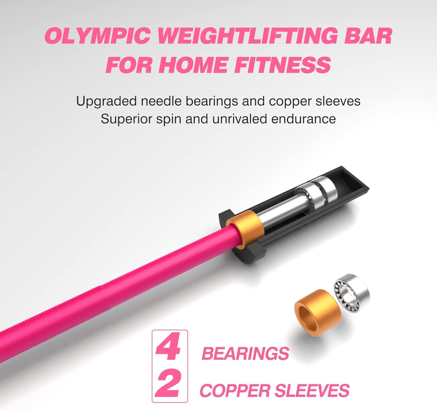 Olympic Barbell Bar 4FT Solid Chrome Barbell with Bearing, 7.2FT Home Gym 2" Weightlifting Bar, 400Lbs/1200Lbs Weight Capacity
