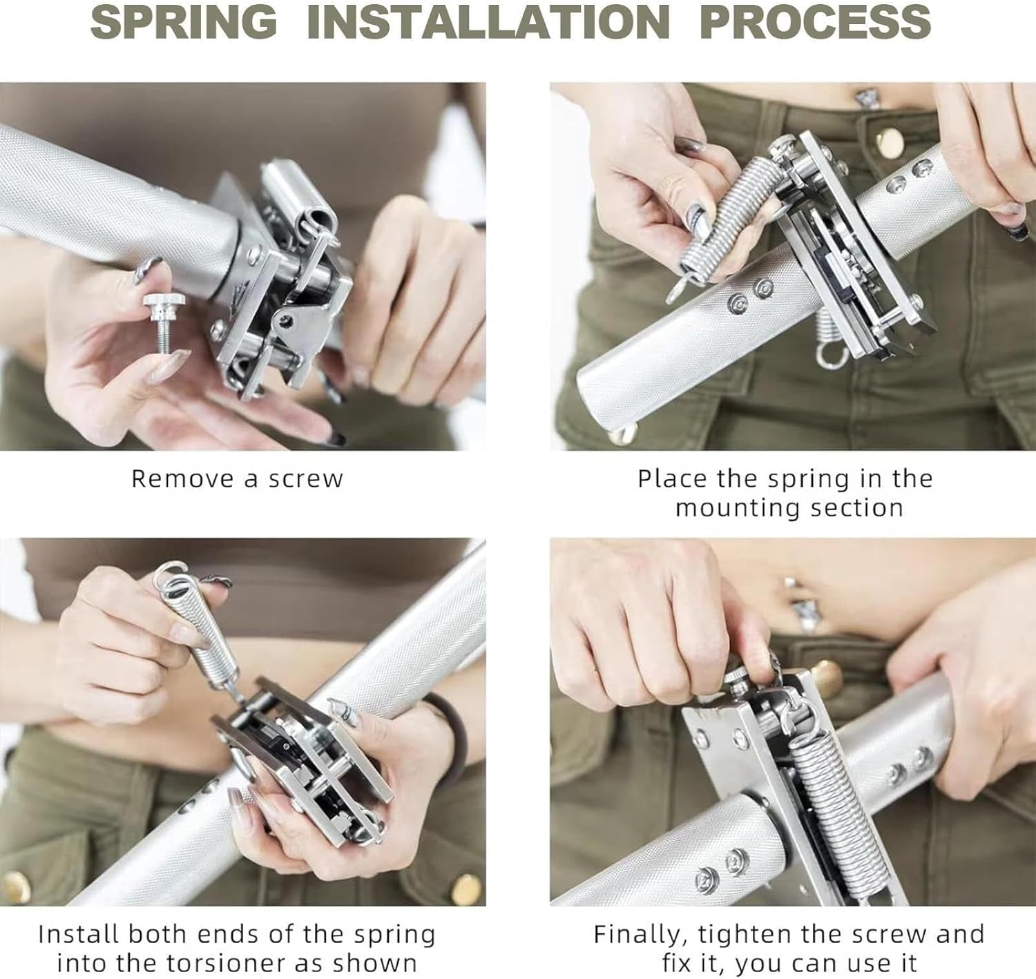 Forearm Strength Training Handles, Arm Wrestling Exercise Handles, 304 Stainless Steel + 4 Springs for Arm Professional Strength Training Equipment