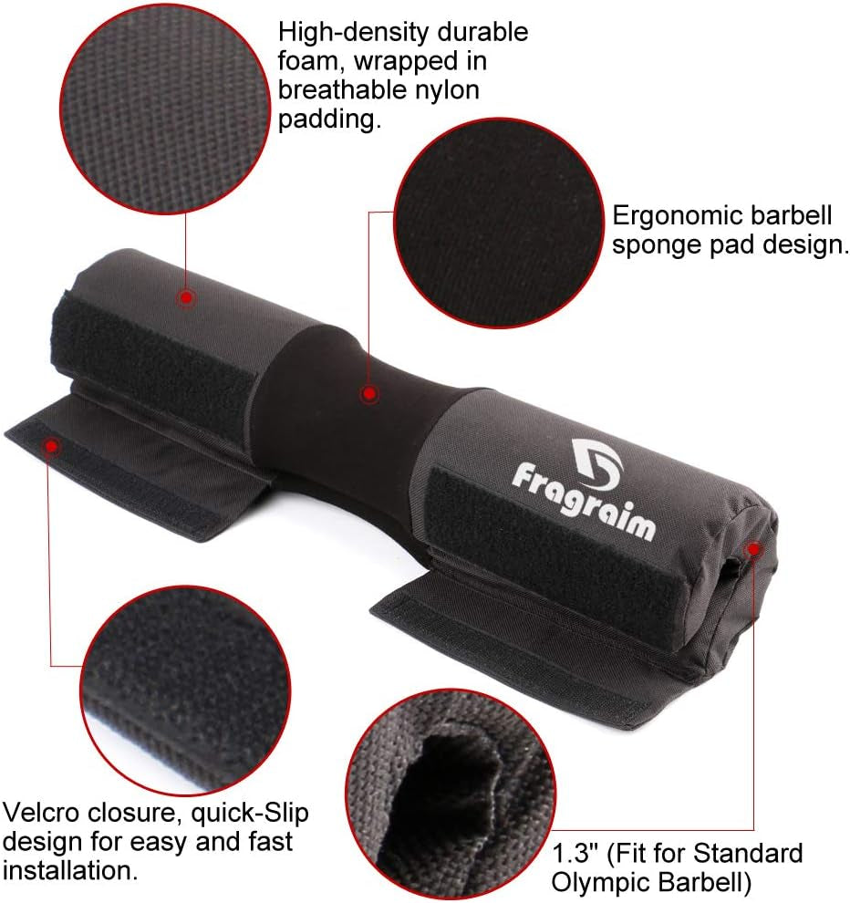 Barbell Squat Pad, Safety Bar Pad with Thick Foam and Nylon Padding - Neck & Shoulder Protective Pad Support for Squats, Lunges & Hip Thrusts - Fits Olympic Standard Weightlifting Bar