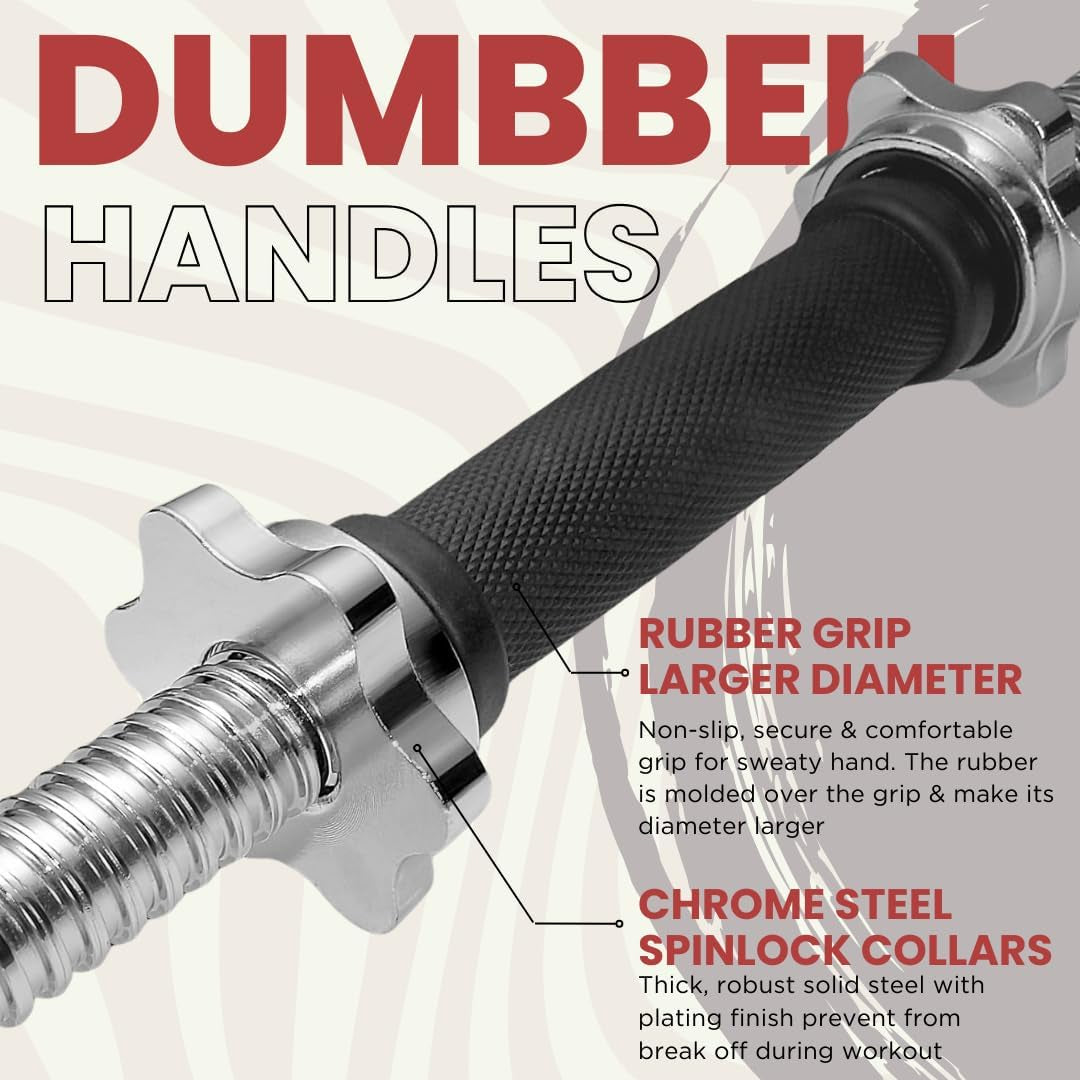 Standard Dumbbell Handles, 1 Inch Dumbbell Handles, Adjustable Dumbbells Handles 1 Inch Pair Fit Weight Plate 1 Inch - Multiple Options 14 to 24 Inch