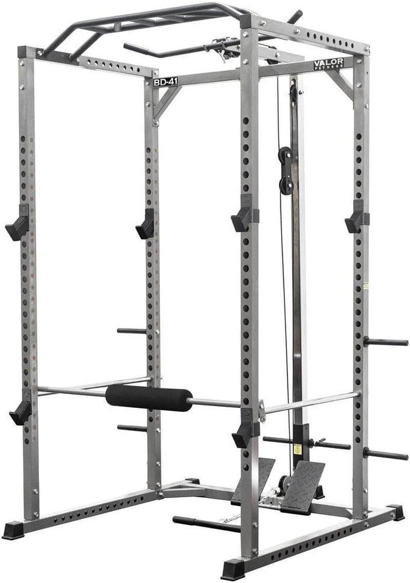Heavy Duty Power Rack Squat Cage - Pull up Bar - Lat Pull or Cable Crossover Bundle Options Multi Functional Strength Training Home Gym Equipment