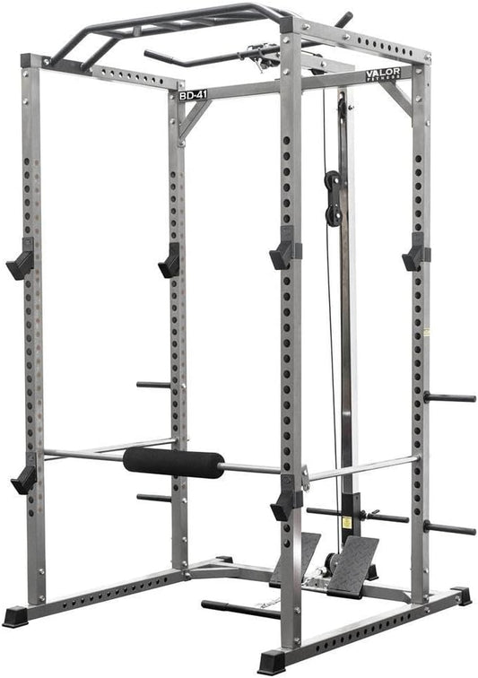 Heavy Duty Power Rack Squat Cage - Pull up Bar - Lat Pull or Cable Crossover Bundle Options Multi Functional Strength Training Home Gym Equipment