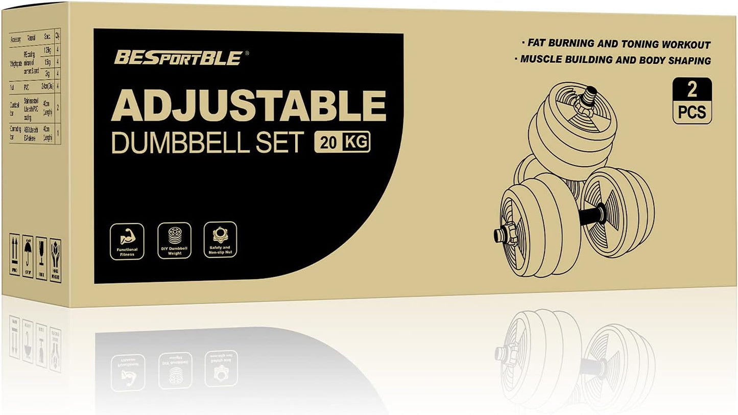 Adjustable Dumbbell Set 2 in 1 Barbell with Connecting Rod & Anti-Slip Handle Dumbbells for Men and Women 44 LB for Workout Strength Training Fitness Weight Gym