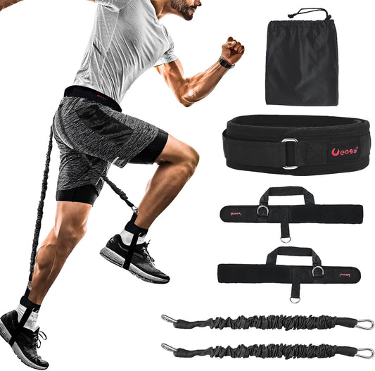 Vertical Jumping Trainer Jump Resistance Bands System Horizontal Leaping Fitness Basketball Volleyball Football Tennis Leg Agility Training (Black-60Pounds)