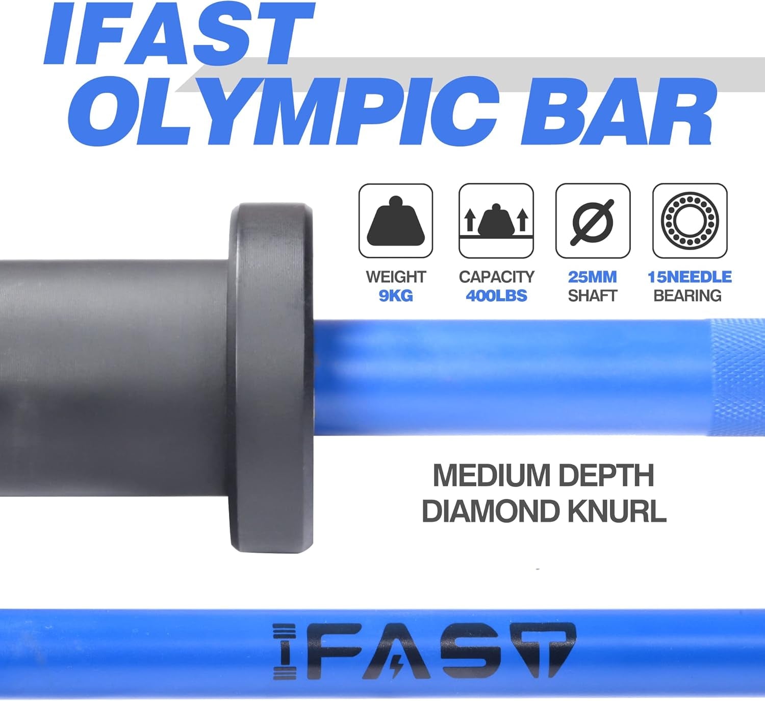 Olympic Barbell Bar 4FT Solid Chrome Barbell with Bearing, 7.2FT Home Gym 2" Weightlifting Bar, 400Lbs/1200Lbs Weight Capacity