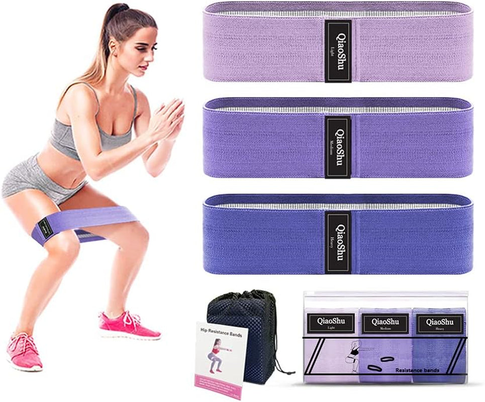 Resistance Bands for Legs and Butt, Fabric Workout Loop Bands,3 Levels Booty Exercise Bands, Light Purple, Purple, Blue