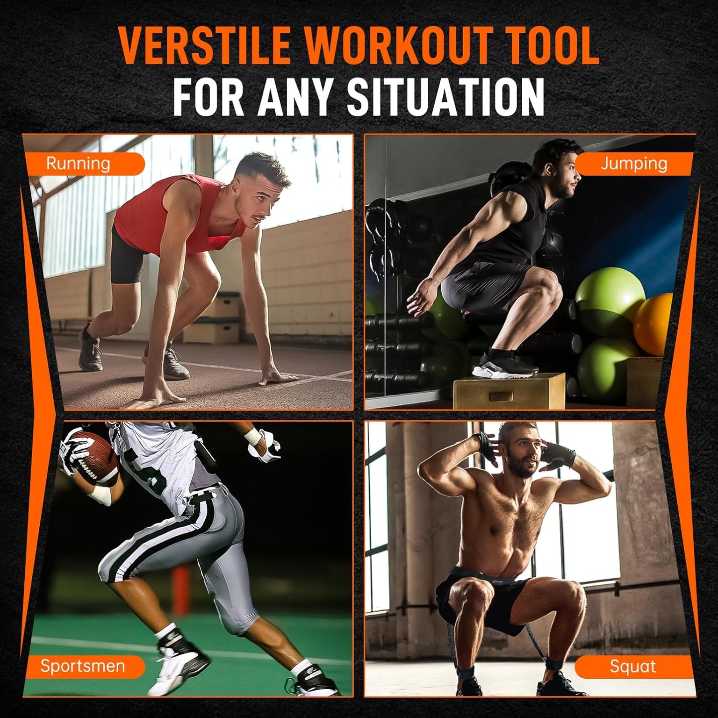 Vertical Jumping Trainer Jump Resistance Bands System Horizontal Leaping Fitness Basketball Volleyball Football Tennis Leg Agility Training (Black-60Pounds)