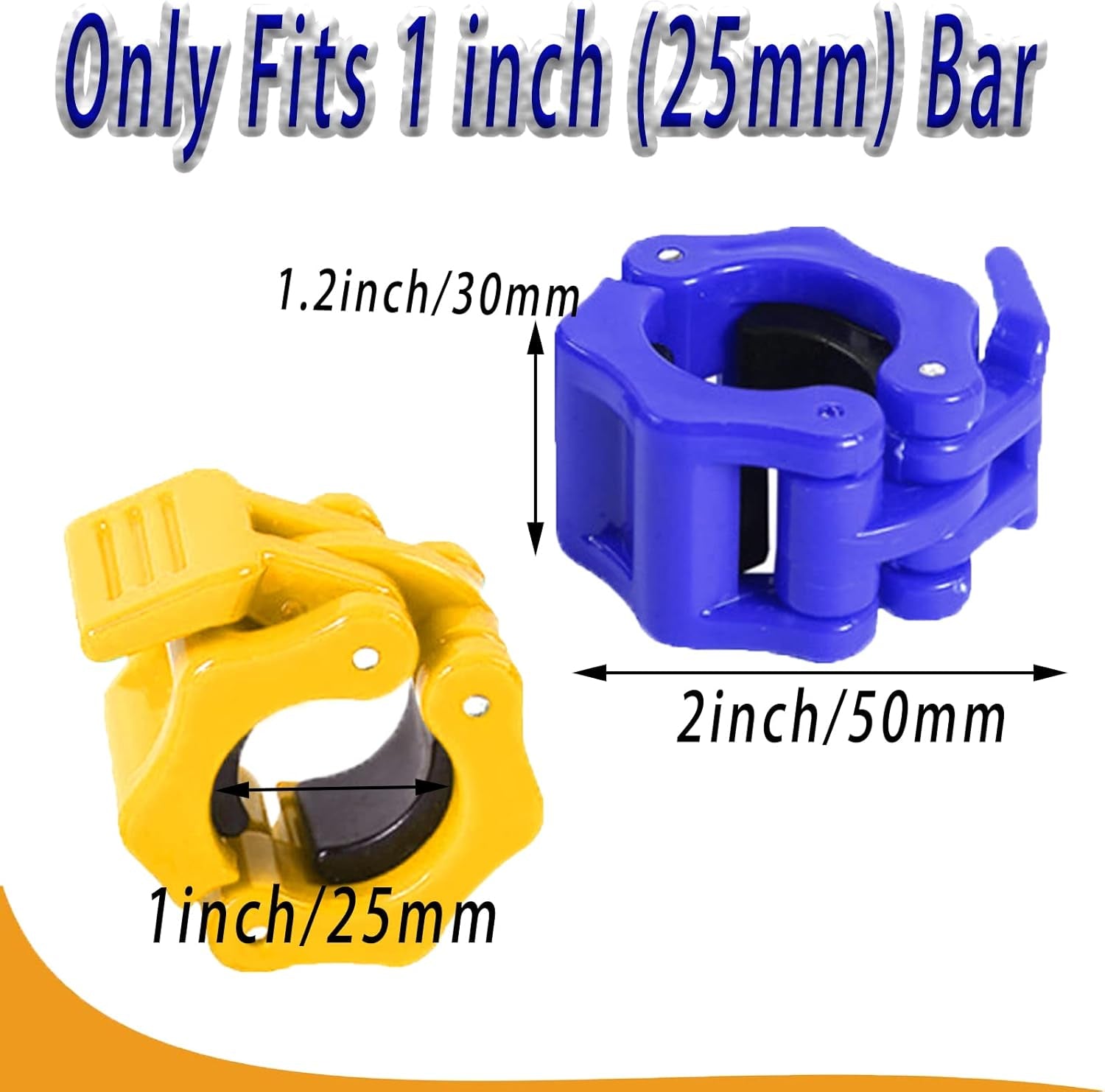 Barbell Clips Bar Clamps Collars, Weight Clips for Bar, Quick Release Barbell Collars 1 Inch - Clamps for Weightlifting Bar for and Training Strength【 Pair 】 (Yellow1)…