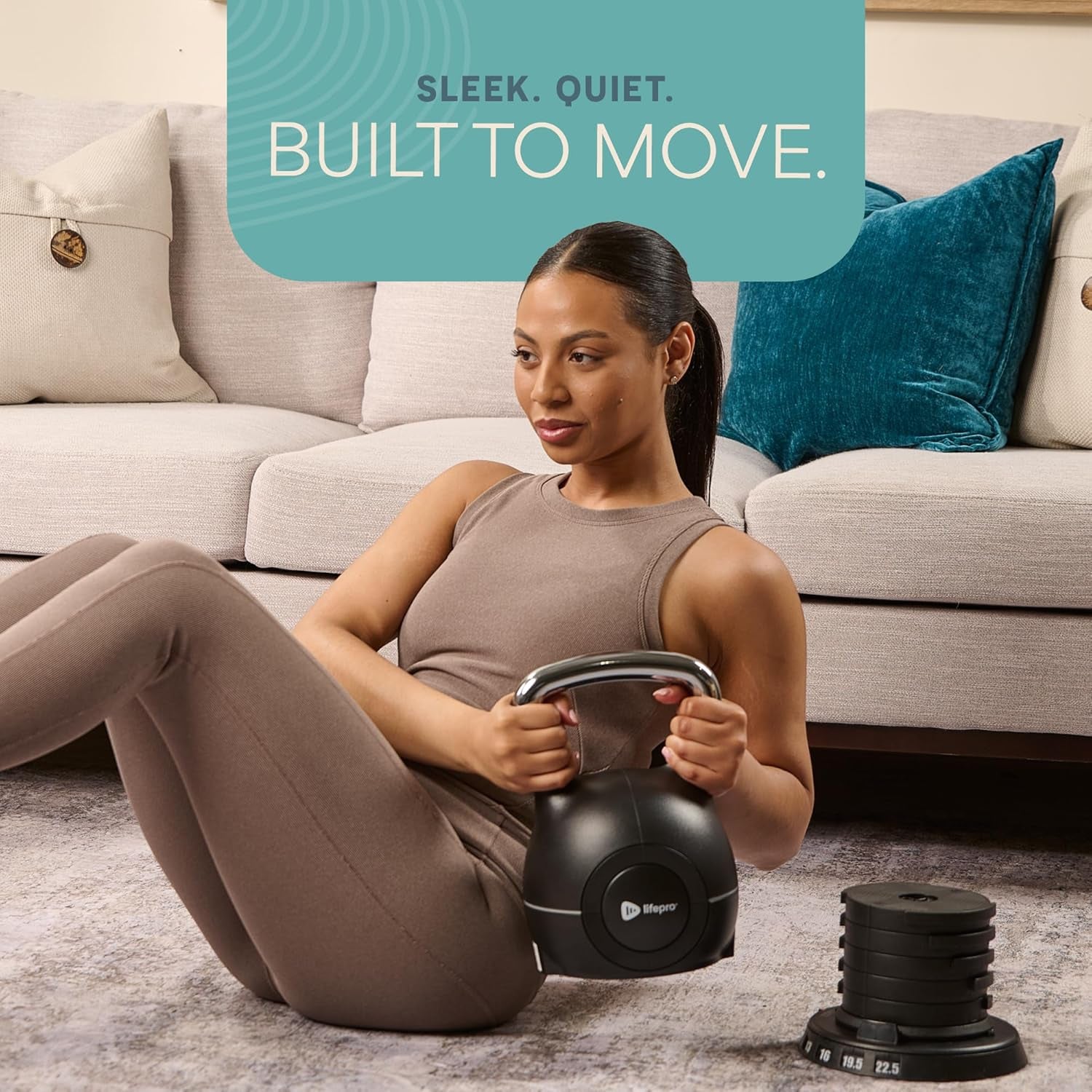 Adjustable Kettlebell - 7In1 Kettlebells Weight with Quick-Select Dial & Safety Lock – Choose 22.5 Lb or 44 Lb – Compact Space Saving for Strength Training & Full Body Workouts